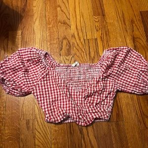 red and white checkered shirt size small